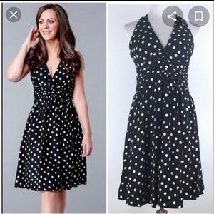 Zara Black Halter Style Pin Up Polka Dot Dress Size Medium